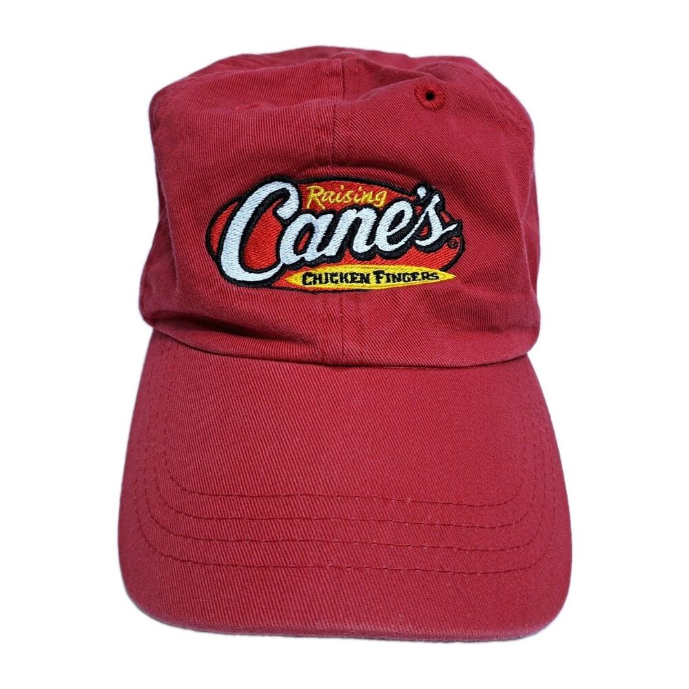 Raising Canes Crew Hat Chicken Fingers Red Employee Love Adjustable Cap Cane's